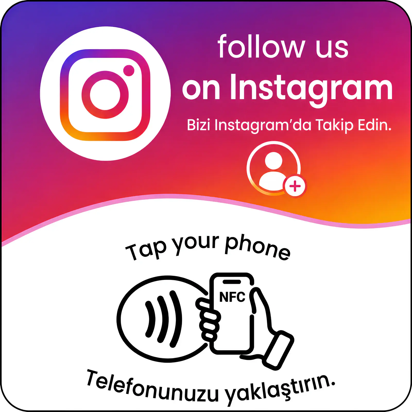 Resepsiyon kullanımına uygun Instagram NFC kartı